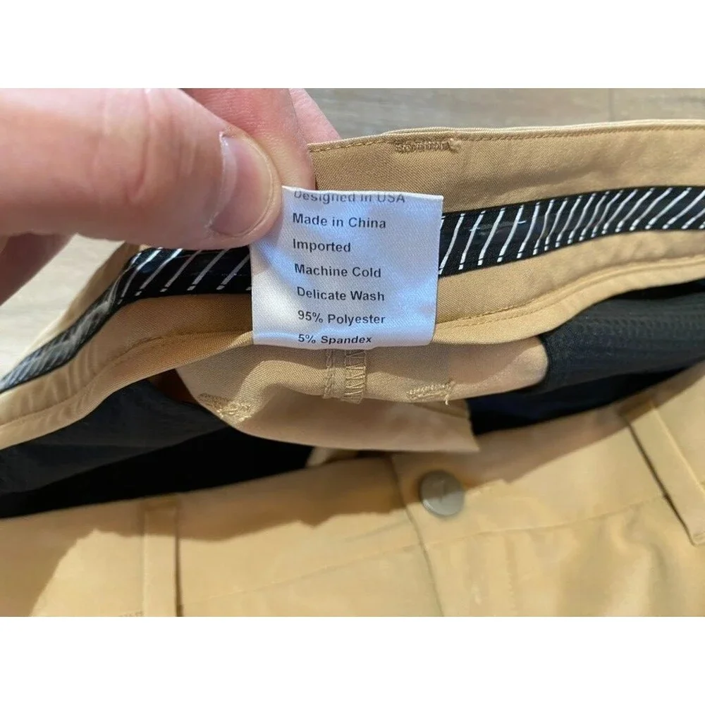 PRIMO Zip Ankle Jogger Chino Mens 36X30 Desert Sand Stretch Casual Golf Pants
